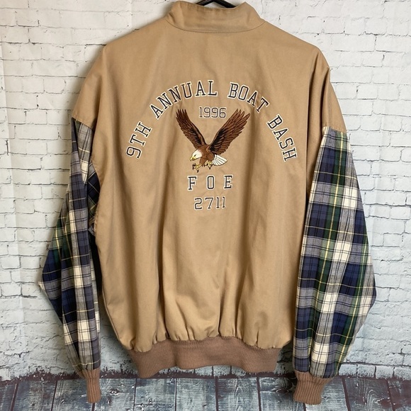 Wrangler Vintage 1996 Coat Hipster Jean Jacket 1X Flannel Eagle Grandpacore - Picture 1 of 15